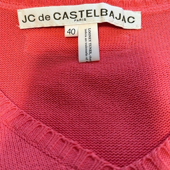 JC de Castelbajac Pink Yellow Bunny Knit Puff Sleeve Dress LooneyTunes - Picture 11 of 13